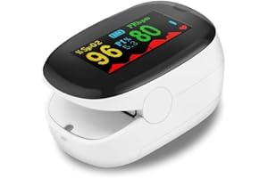 EFFDRDFS Oxymetre de Doigt Professionnel,Saturometre Oxymetre,Saturometre de pouls,Saturation Oxygène Doigt,pulse oximeter mit Écran LED Mesure SpO2 et PR(Blanc)