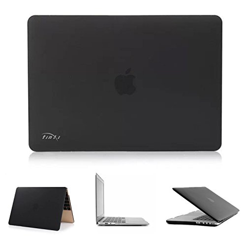tinxi® Zweiteilige Matte Gummierte Harte Schutzhülle für Apple Macbook Pro Retina 13,3 Zoll (Modell A1425 A1502) Hülle Cover Schale Schutz Hülle Tasche Etui Case Shell Hard Plastik transparent mattiert Schwarz