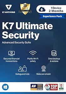 K7 Ultimate Security Antivirus Software 2022 |1 Device, 2 Months Experience Pack | Threat Protection,Internet Security,Data Backup,Mobile Protection|Windows laptop,PC, Mac,Phones,Tablets 2 hr email Delivery