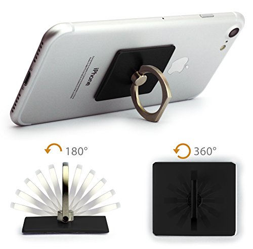 MyGadget Fingerhalterung für Smartphone – Aluminium Fingerring für Einhandbedienung Fingerhalter Halterung für u.a. iPhone , Samsung Galaxy (Schwarz) - 5