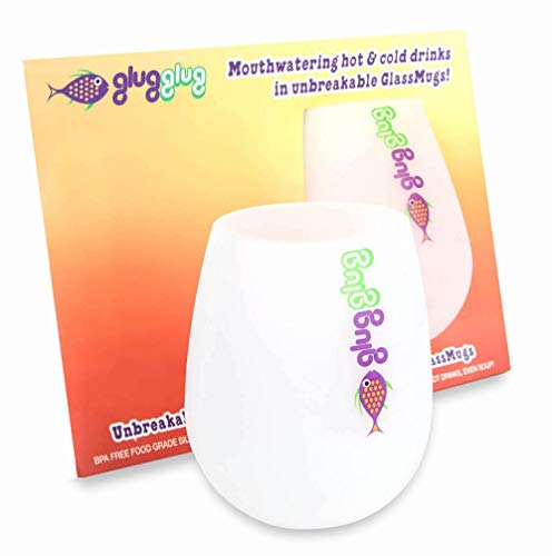 glugglug PREMIUM Unbreakable Wine Glasses Set of 2 + Carry Bags (x2) - BPA - Free Silicone | Solid, Seamless, Reusable Higball Glasses | For Travel, Camping, BBQs, Parties, Picnic, Festivals - BRITISH Company - FREE 'Wine for Beginners' eBook!