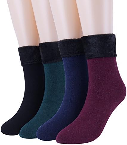 WeiYiTao Cotton Women Socks New Mid-Calf Length Terry Thicken Warn Winter Socks One Size (StyleC)