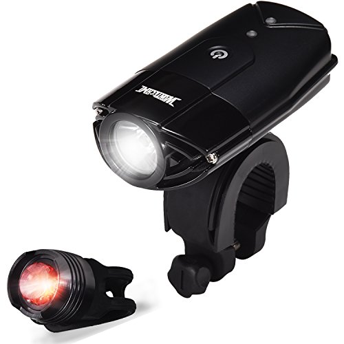 WONTECHMI Fahrradlicht Set, LED Fahrradlicht für Vorne und Hinten, per USB Wiederaufladbare Sehr Helle Fahrradbeleuchtung, Fahrrad Scheinwerfer, IP65 Wasserdicht, mit Freiem Rücklicht und Helmhalterung