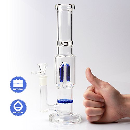 REANICE Recycler Glas Bongs rauchen wasserpfeife wasserpfeife zum beispiel 14.5mm bong schüssel höhe 29cm direkt glas rohre honigwabe zweig bongwasser bohrinseln pfeife großen bongs glas mit zubehör blau - 6