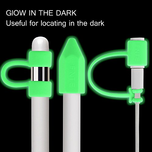 [3-Pack] Fintie Apple Pencil Stift Kappehalter/ Schreibfeder-Abdeckung/ Halterung für Lightning Kabel Adapter für den iPad Pro Pencil (Apple Pencil, Ladekabel und Adapter sind nicht im Lieferumfang enthalten), Fluoreszierende Grün - 2