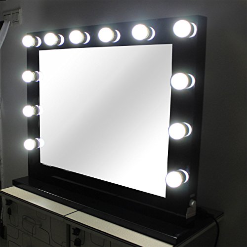 Black Hollywood Makeup Mirror with lights Vanity Lighted Beauty Theatre Mirror 8065