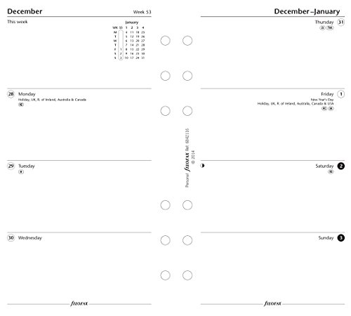 Filofax 2016 Week on Two Pages Format English Personal Diary