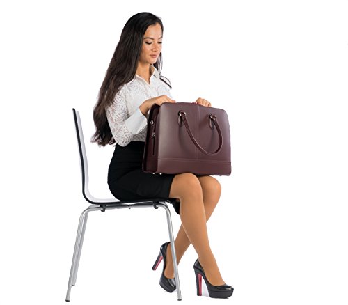 Su.B 15.6” 14” Diagonale professionelle Design Damen Laptoptasche, echtes Leder – Made in Italy (Bordeaux Rot) - 2