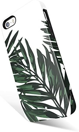 iPhone 5 / 5s /SE case for girls, Akna Charming Series High Impact Flexible Silicon Cover for iPhone5/5s/SE [Green Trendy Leaves](657-U.K)