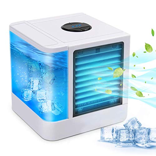 GEEK UP - Aire acondicionado portátil con ventilador USB y humidificador, purificador de escritorio 3 en 1 con depósito de agua independiente, apto para el hogar y la oficina, etc.