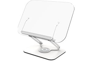 HGGZEG Soporte Ajustable para Libros de Lectura Con Base Giratoria 360° - Manos Libres para Cocina, Oficina - Portátil y Plegable