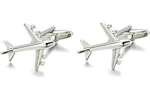 LONGCREEK Airplane Cufflinks for Men, Plane Cufflinks, Jet Aircraft Cuff Links, Jet Plane Shirt Tuxedo Cufflinks, Punk Cufflinks French Cufflinks, Best Man Cufflinks, Silver Wedding Cufflinks Gifts