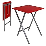 Mesa cuadrado plegable roja 48x48x65 cm -Plegada 48x3,5x80 cm