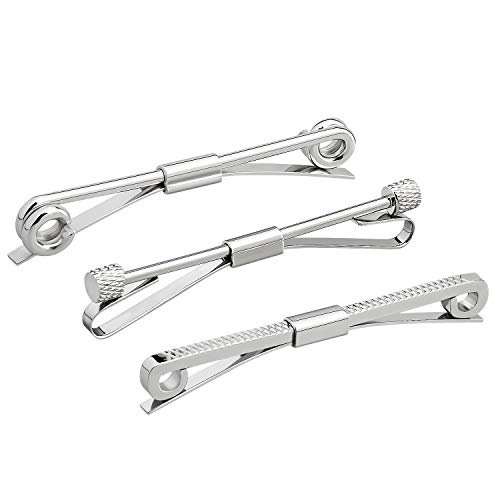 Merit Ocean Men's Collar Pin Bar Set 3 Pcs for Men Shirt Color Silver Stainless Steel Clip Pin Bar Business Wedding Mandatory