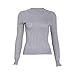 Produktbild SIKESONG Frauen Basic hülse o-Neck Pullover Tops Pullover Stricken Pullover grau mit Gewinde