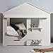 Produktbild lounge-zone Hüttenbett Kinderbett Hausbett Haus Bett Abenteuerbett Spielbett HUISIE Massivholz Holz weiß Kiefer gebürstet 90x200cm INKL 2 SCHUBLADEN 13739