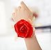 Produktbild Vi.yo Handgelenk Blume Braut Brautjungfer Hochzeitsfeier Prom Kleid Blume Wrist Corsage Dekorative Band, 3 Stück (Rot)