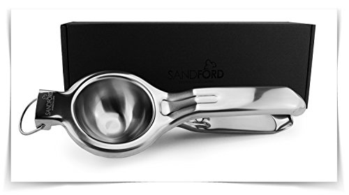 Sandford SQUEEZE Zitronenpresse Zitruspresse | Premium Edelstahl XXL | Manuelle Saftpresse | rostfrei & spülmaschinenfest | Stabile Profi-Presse für Limetten, Zitronen und kleine Saftorangen bis 7cm - 6