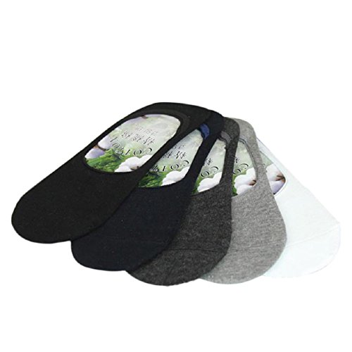 Malloom® 5 pares Hombres Enfriar Fibra de bambu Barco invisible No Show antideslizante calcetín del tobillo
