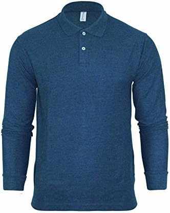 Mens Polo T Shirt Pique Jersey Top Plain Long Sleeved Collared Casual S-XXL New