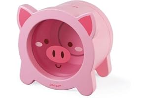 Janod - Hucha Infantil de Madera Cerdito - Frontal Transparente y Apertura Magnética - Decoración de Cuarto Infantil - A partir de 3 Años, J04653