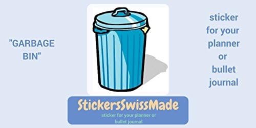 GARBAGE BIN | small multicolored household icon | sticker for your planner or bullet journal