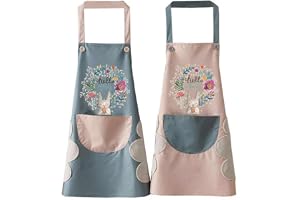 Kitchen Apron for Women with Pockets,Kitchen Cooking Apron,Adjustable Bib Soft Chef Apron with Waterproof,Oilproof,Wipe Hands Apron for Women Men Chef