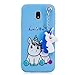 Produktbild LuckyW Samsung Galaxy J3 2017 Hülle Silikon, 3D Carton Einhorn Handyhülle für Samsung Galaxy J3 2017 SM-J330F Soft Silikon Tasche Transparent Clear Klar Durchsichtig Dünne Schutzhülle - Blau