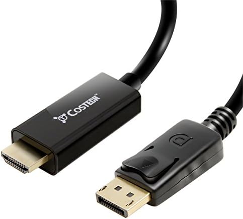 DisplayPort to HDMI Output (6 Feet/1.8m), Costech Gold Plated (Thunderbolt Port Compatible) HD 1080p TV AV HDTV Video Converter Adapter Cable Plug and Play (Black5120)