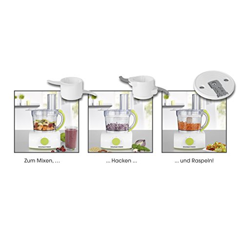 GOURMETmaxx Multifunktionale Küchenmaschine mit 3 verschiedenen Einsätzen zum Mixen, 1 L, 350 W, grün - 7