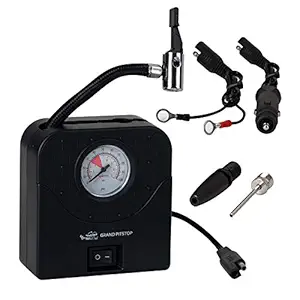 Grand Pitstop Electric Tyre Inflator with Dual Connecting Port Air Compressor Pump for Car and Motorcycle (Black)