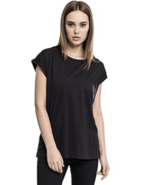 Urban Classics TB771 Ladies Extended Shoulder Tee - Kurzarm Basic T-Shirt für Damen mit Rundhals Ausschnitt und...