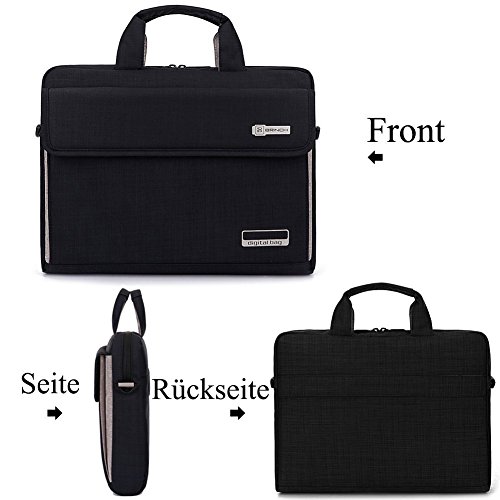BRINCH Laptoptasche, unisex Messenger Bag Oxford Gewebe Umhängetasche Aktentasche mit Tragriemen für 17 – 17,3 Zoll Laptop / Notebook / MacBook / Ultrabook / Chromebook Computers / Apple / Acer / Asus / Dell / Fujitsu / Lenovo / HP / Samsung / Sony / Toshiba,Schwarz - 2