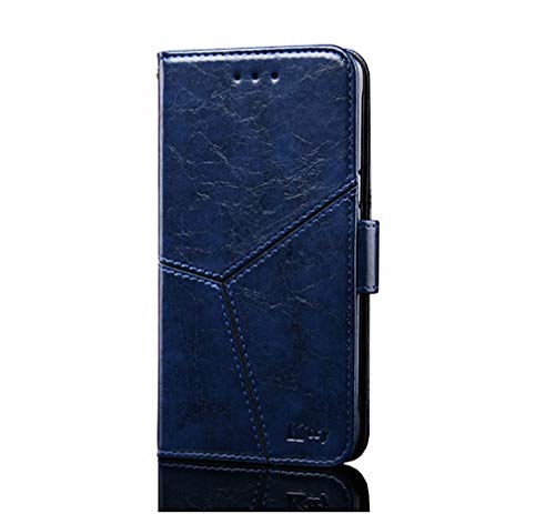 Preisvergleich Produktbild Homikon PU Leder Hülle Retro Einfach Persönlichkeit Schutzhülle Brieftasche Ledertasche Bookstyle Handyhülle Kartenfächer Magnetverschluss Etui Kompatibel mit Huawei P20 Lite - Blau