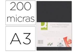 Q-Connect - Tapa de encuadernacion pvc din a3 opaca negra 200 mc (100 unidades)