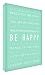 Feel Good Art Gallery Wrapped A4 Box Canvas with Solid Front Panel (12 x 8-Inch, Mint Green, Be Happy Design)