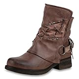  SCARPE VITA Damen Stiefeletten Biker Boots Nieten Leicht Gefütterte Schuhe 169132 Rosa Leicht Gefüttert 39