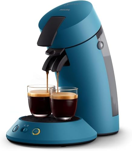 Senseo Original Plus, Macchina da caffè con cialde, scelta dell'intensità del caffè, tecnologia Coffee Boost, plastica riciclata, blu pavone (CSA210/00)