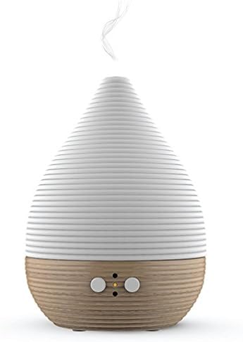 Aroma Essential Oil Diffuser, Scent and Fragrance Aromatherapy Humidifier - Now with Handmade Ceramic, FSC Certified Beech Wood, Belgian modern Design, Timer, LED Light, Long Cord, Silent Fan