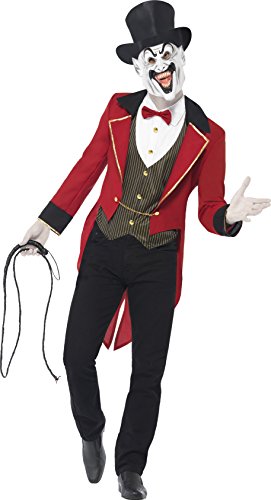 Smiffys Adult Men's Sinister Ringmaster Costume, Jacket, Mock Shirt, Mask and Top Hat, Cirque Sinister, Halloween, Size: L, 44007