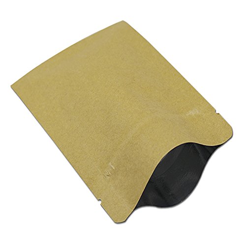 10x15cm (3.9x5.9 inch) 50 Stück Kaffee Bohnen Süßigkeiten Zucker Verpacken Taschen Lebensmittel Lagerung Braun Kraftpapier Aluminumfolie Reißverschluss Heißsiegel Taschen mit Reißen