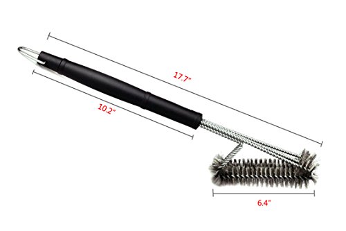 GAINWELL BBQ GRILLBÜRSTE – 3 Edelstahlbürsten in 1 – Edelstahlborsten – Zum Säubernvon Grills &Oberflächen – Grillzubehör – Lebenslange Garantie! - 2