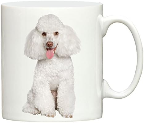 White Poodle hand printed ceramic mug printed in the UK by Dog Exhibitor merchandise, great for tea, coffee and most hot or cold beverages. by Dog Exhibitor