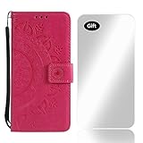 Bear Village Case Galaxy A3 2015, PU Leather Embossed Design Case with Free Tempered Glass Screen Protector, Wallet Flip Stand Cover for Samsung Galaxy A3 2015 (#5 Rose Red)