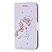 Produktbild iPhone 7 / iPhone 8 Hülle, Chreey (Unicorn) Niedlich [Regenbogen Einhorn] Glitzer Handyhülle Premium PU Leder Tasche Flip Wallet Cover mit Standfunktion Kartenfach Schutzhülle [Weiß]