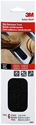 3M Safety7639 Walk Indoor/Outdoor Tread, Black, 6 Strips, 7639NA, 2-Inch by 9-Inch, 2-Inch x