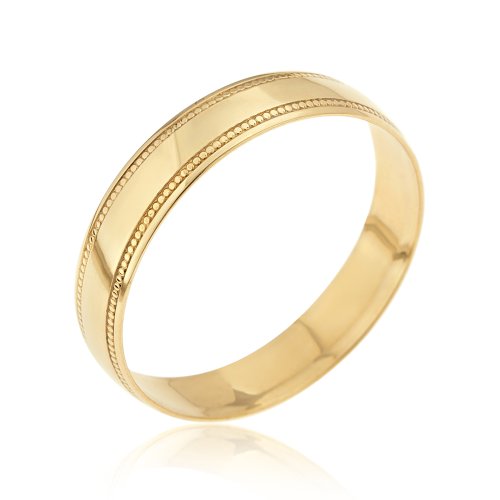 Kareco Ehering 9 Karat (375) Gelbgold, D-förmiges Profil, 4 mm, Rillen am Rand