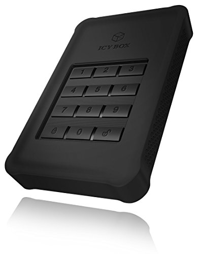 Icy Box IB-289U3 Externes Gehäuse mit Tastenverschlüsselung für 2,5" (6,35 cm) SATA HDD/SSD, AES 256-bit Hardware-Verschlüsselung, USB 3.0, Schwarz