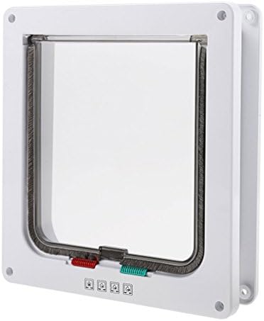 Cat Flap 4-WAY Locking Pet Door for Cats and Small Dogs with Telescopic Frame L Size 9.8"x 9.3"x 2.1"