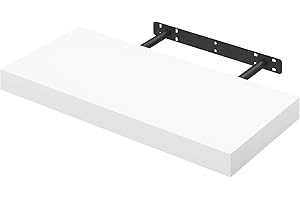 WOLTU Floating Shelves, White Floating Shelves for Wall with Strong Bracket,Ideal Home Decor Accessories for Bedroom,Living Room,Office,Bathroom,Kitchen,Wood,50cm RG9368ws-UK